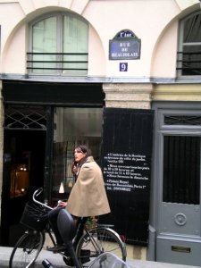 Outside Colette's former home on the rue de Beaujolais, Paris